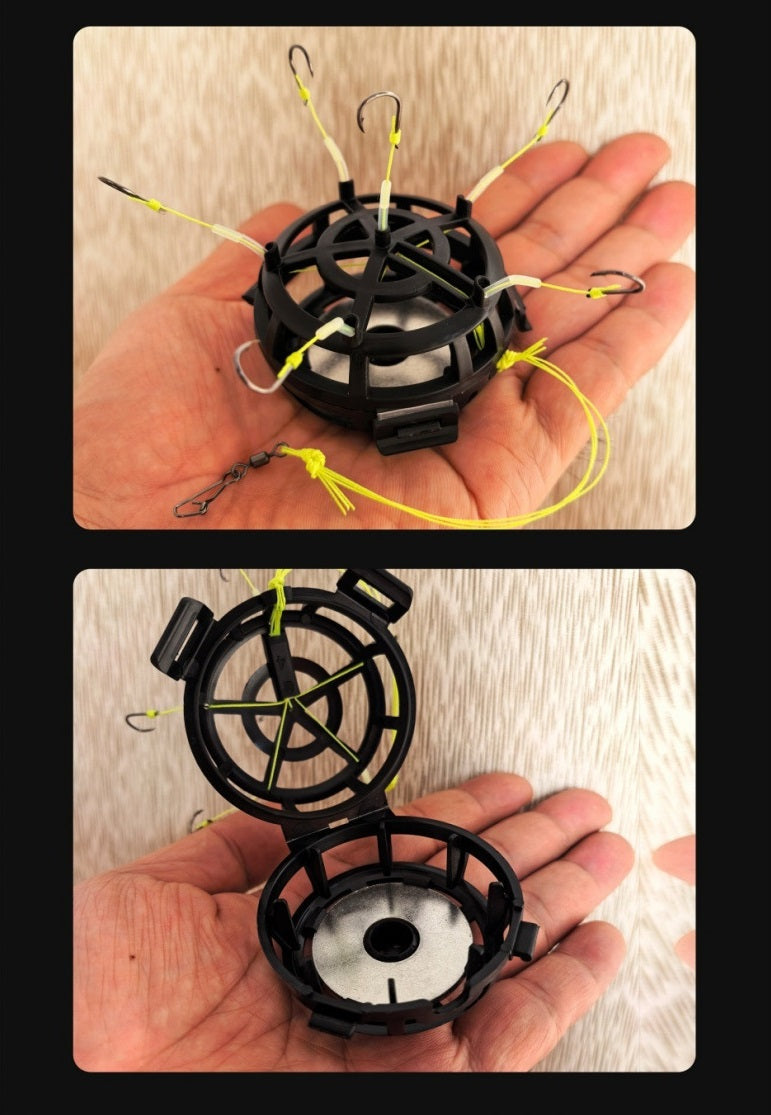 Fishing Bait Cage 6 Hook Carbon Steel Line Group Feeder Sinker Square Bait Shape 1pcs