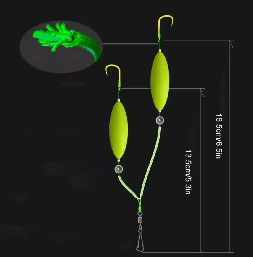 Anti departure and anti bottom bottom double hook finished fishing set