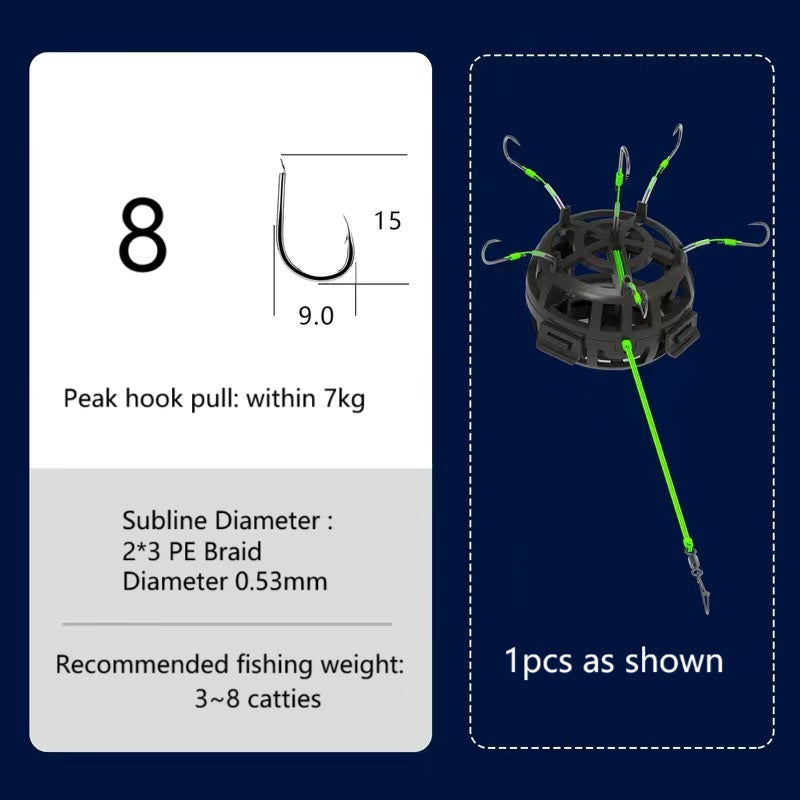 Fishing Bait Cage 6 Hook Carbon Steel Line Group Feeder Sinker Square Bait Shape 1pcs