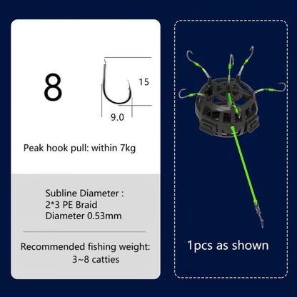 Fishing Bait Cage 6 Hook Carbon Steel Line Group Feeder Sinker Square Bait Shape 1pcs