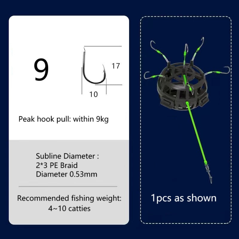 Fishing Bait Cage 6 Hook Carbon Steel Line Group Feeder Sinker Square Bait Shape 1pcs