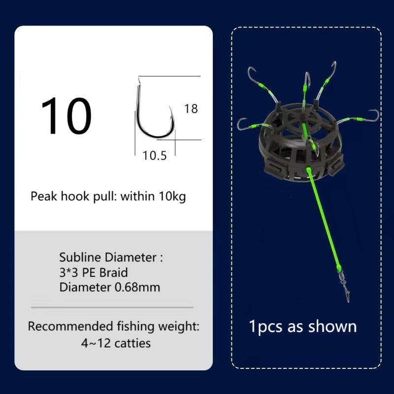 Fishing Bait Cage 6 Hook Carbon Steel Line Group Feeder Sinker Square Bait Shape 1pcs